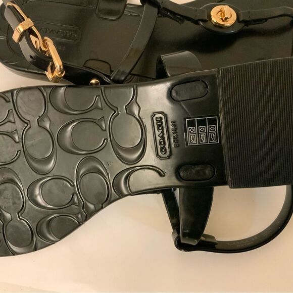 Coach Pier Shiny Jelly Womens T-Strap Thong Sandals Flip Flops Size 7 B Black - Picture 5 of 8